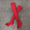 Footwear Thigh High Shoes for Woman Big Red Women's Boots Above Over The Knee with Laces Lace-up Pointed Toe Very Heel Work Pu