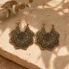 1 Pair Vintage Bronze Earrings for Women, Multi-Layer Hollow Pattern Hook Earrings, Bohemian Ethnic Style Drop Earrings for Jewelry Gift