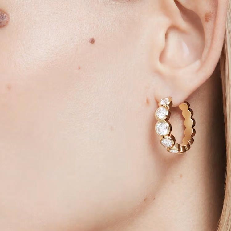 Swarovski Imber Gold Round Stone Earrings Set