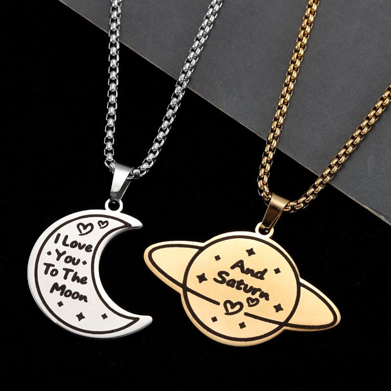 Star Moon Couple Necklace Men and Women Chinese Valentine's Day Gift Pendant