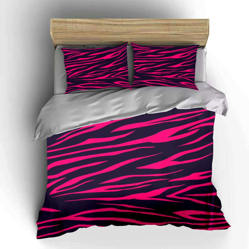 Pink and Black Zebra Print Bedding Set Bedding Set (1 Duvet Cover, 2 Pillowcases, Duvet Not Included)