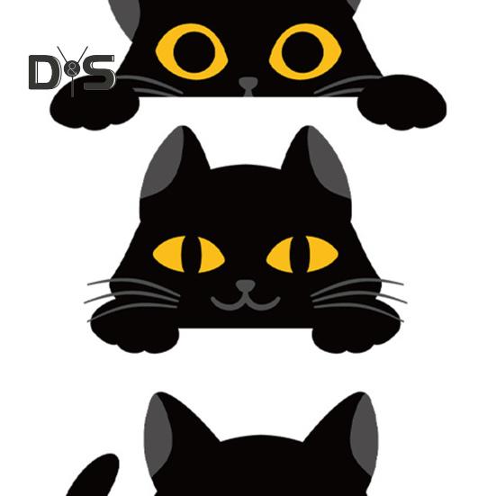 Cartoon Black Cat Switch Sticker Removable Self-adhesive Waterproof PVC Living Room Bathroom Light Switch Wall Socket Outlet Decoration Decal