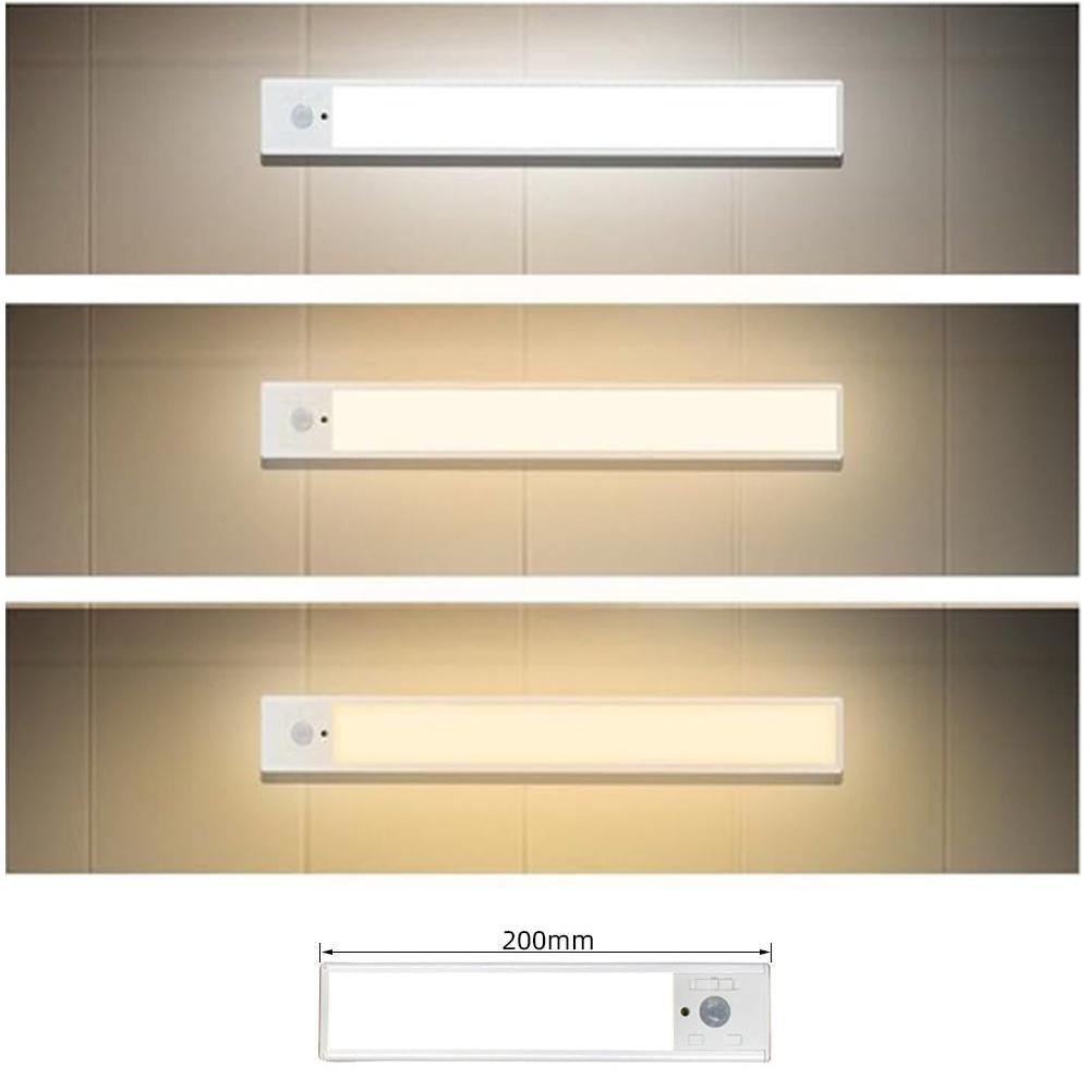 1PC 10/20/30/45cm Cabinet Lights Rechargeable Motion Sensor Indoor USB Charging Closet Light Battery Operated with 3 Color Lamp