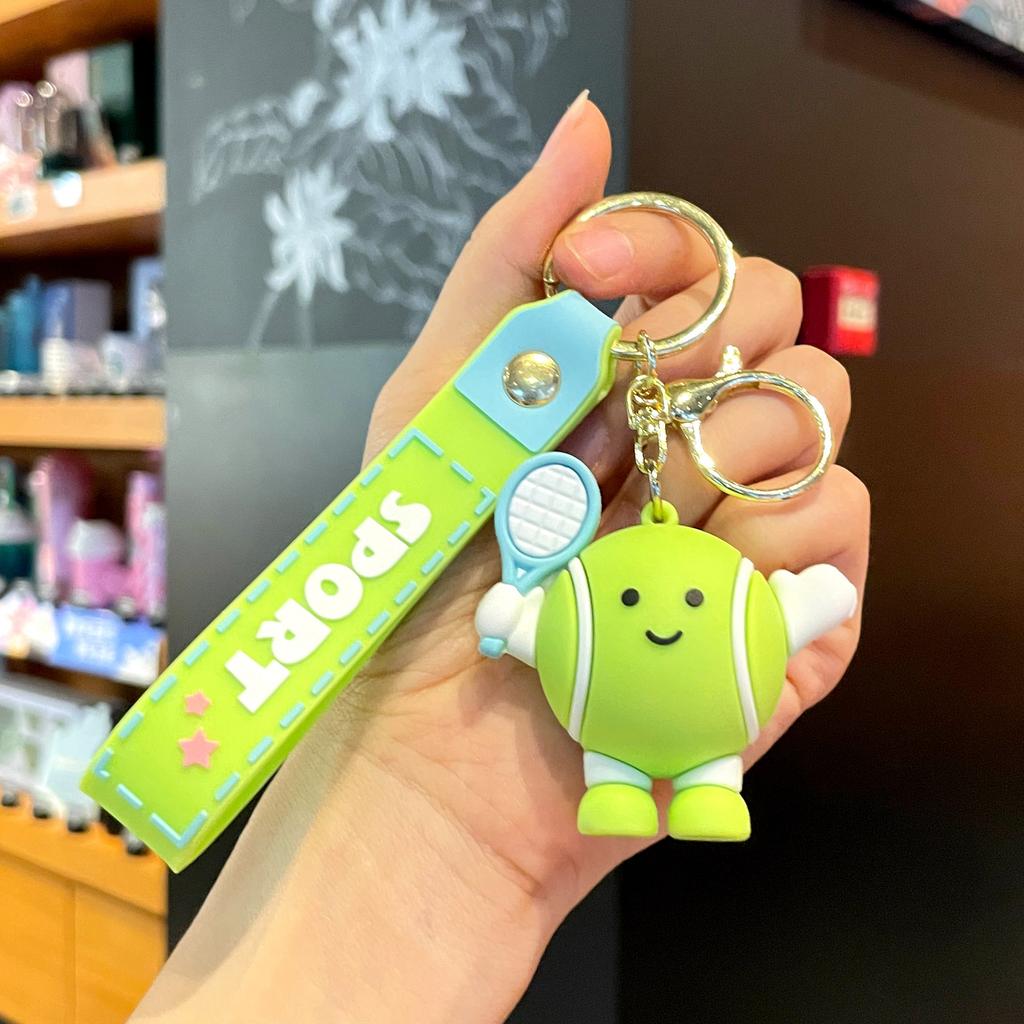 Original Badminton Figurine Keychain Fashionable Fun Cartoon Tennis Pendant Small Gift Football-related Souvenir