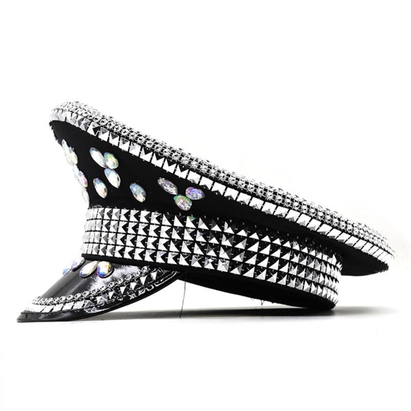 Mit Juwelen besetzte Kapitänsmütze Kristalle Matrosenhut für Disco House Cocktailpartys Urlaub Funkelnde Kristalle für Braut