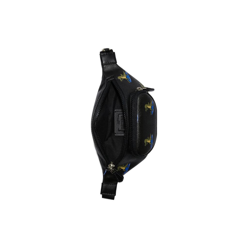 New COACH Sprint Canvas With Leather Fanny Pack Sling Bag Shoulder Bag Crossbody Bag Medium Size Men's Black CJ676-QBM2