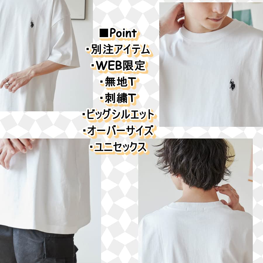 WEGO US POLO with Short Oversized Loose Size White Men's Custom-Made T-Shirt One-Point Embroidery, Sleeve, Silhouette, Fit, Spring, Summer, Autumn,
