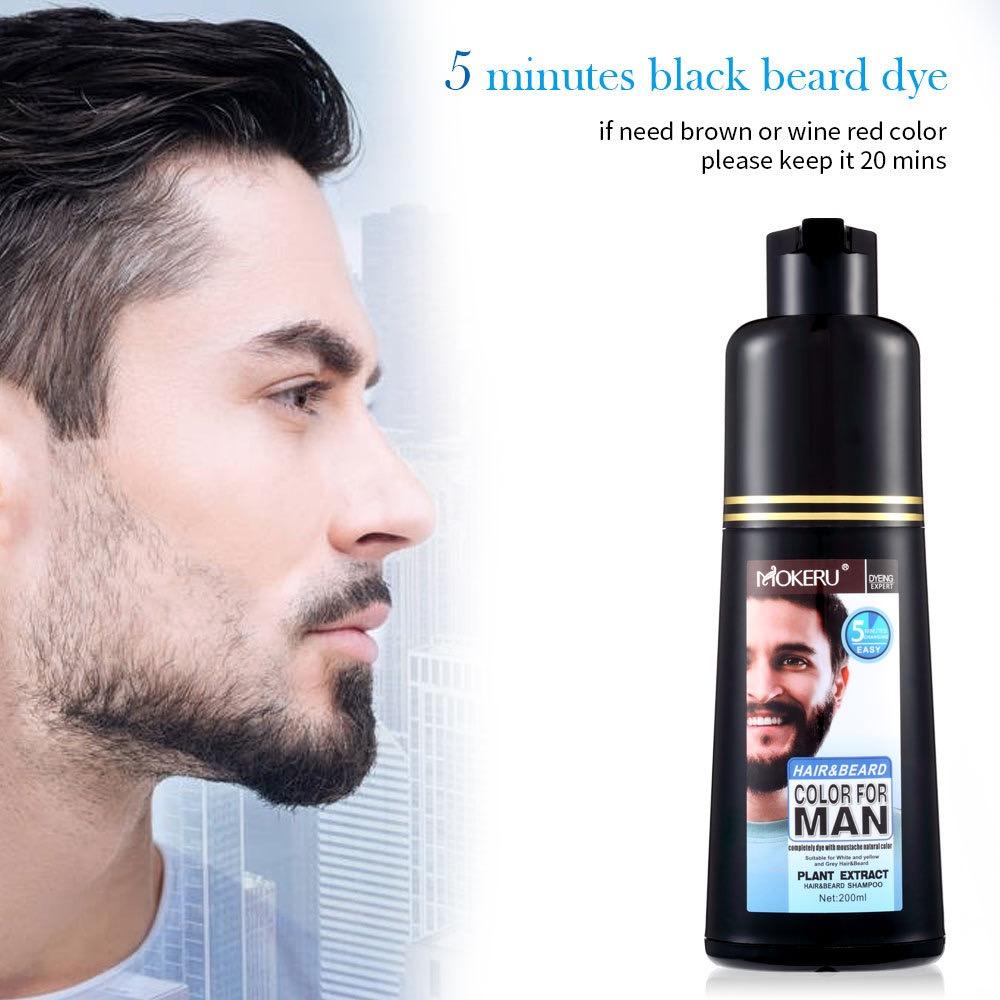 Shampoing Colorant pour Barbe Noir Naturel Coloration Permanente Longue Durée pour Hommes Couverture des Cheveux Blancs Gris Soin de la Barbe