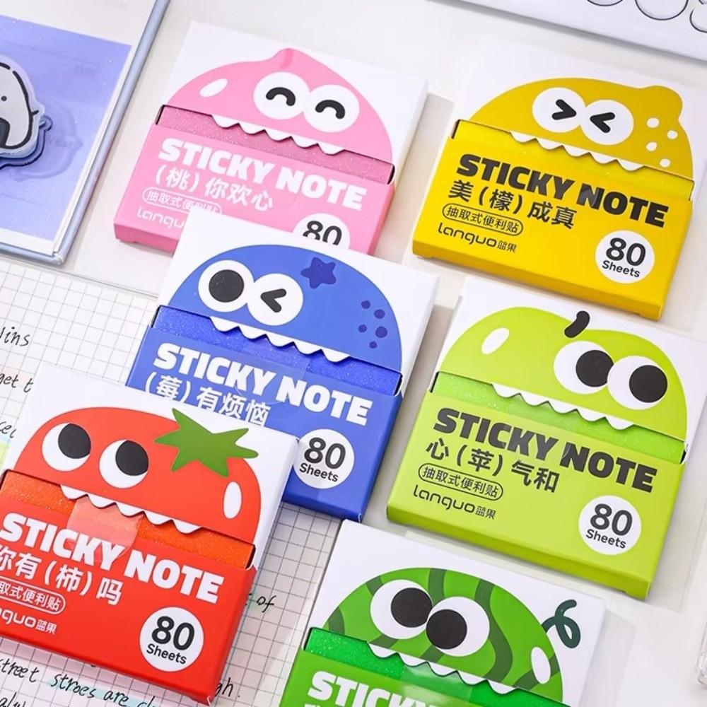 Cartoon Fruit Memo Pad Paper Dopamine Pull Out Design Planner Schedule Stickers Self-Adhesive Pearlescent Transparent