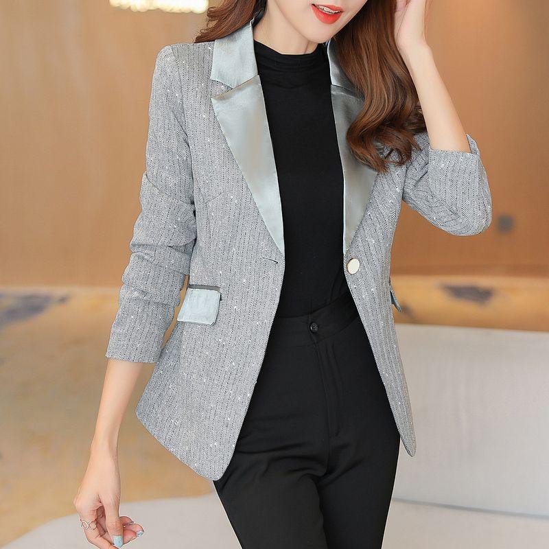 Women Blazer Jacket Autumn Spring Fashion Slim Fit Casual Office Suit Coat