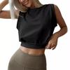 Women's Fashion Solid Color Short Round Neck Sleeveless Top T-shirt