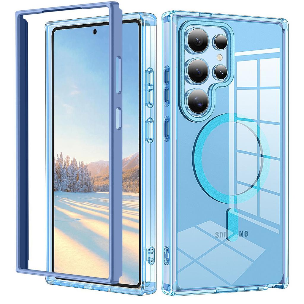 Applicable To Samsung S26Ultra 2-in-1 Magnetic Mobile Phone Case S25Ultra Transparent S24 Anti-drop Protective Case