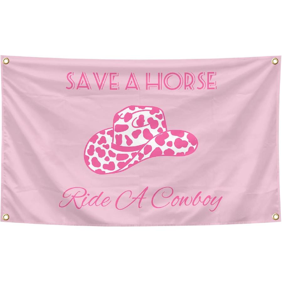 Retro Save a Horse Ride a Cowboy Tapestry 3×5 Feet Indoor and Outdoor Tapestry with Brass Grommets Boys and Girls Room, Dorm, Bedrooms, Living