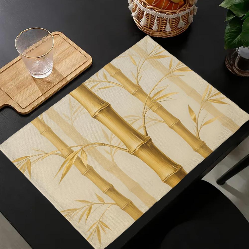 1pc Placemat Brown Bamboo Pattern Table Mat For Dining Table Kitchen Accessories Coffee Tea Coaster