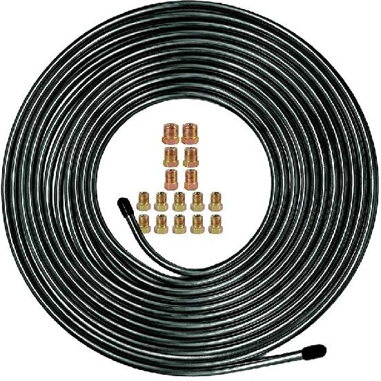 MuHize Upgraded Brake Line Tubing Kit - 25 Ft. Of 3/16 Copper Coated Flexible Tube, Roll 25 Ft 3/16" (Includes 16 Fittings)
