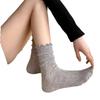 Spring, Autumn and Winter Retro Breathable Mid-calf Pile Socks for Women with Hollowed-out, Moving Loop Mesh Lace, White