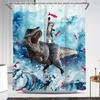 Funny Cat Dinosaur Shower Curtain Fishing Japanese Ocean Wave Rustic Wood Farmhouse Fabric Kids Bath Curtains For Bathroom Decor