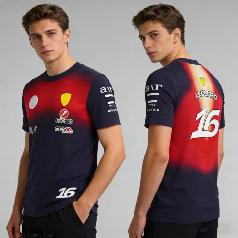 2026 Estate All'Aperto Sport Estremi Competizione di Corse Squadra Corse LECLERC 16 Piloti Seguaci Maglietta Fitness Manica Corta