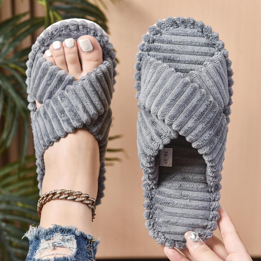 Plush Cotton Slippers: Cozy Indoor Footwear for Women & Men - High-End Fur for Autumn & Winter