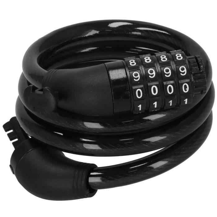 Antivol À Câble Spiralé Pour Vélo Avec Code Chiffré - SPRINGOS - 95 Cm - Noir - Garantie 2 Ans