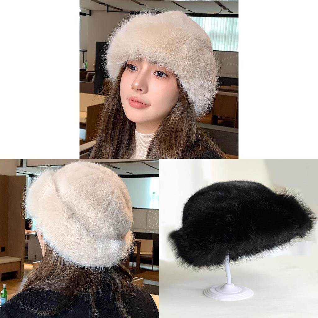 Winter Faux Fur Hat For Women With Warm Plush Material And Cloud Pattern Design For Casual Wear