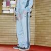Adidas Originals Solid Color Trefoil Logo Print Straight Leg Sports Pants Unisex bottoms Light-Blue IK9154