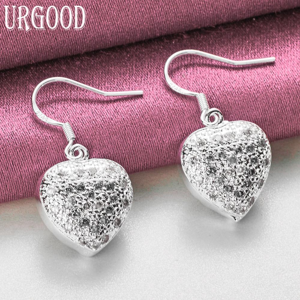 925 Sterling Silver Heart AAA Zircon Earrings Wedding Jewelry