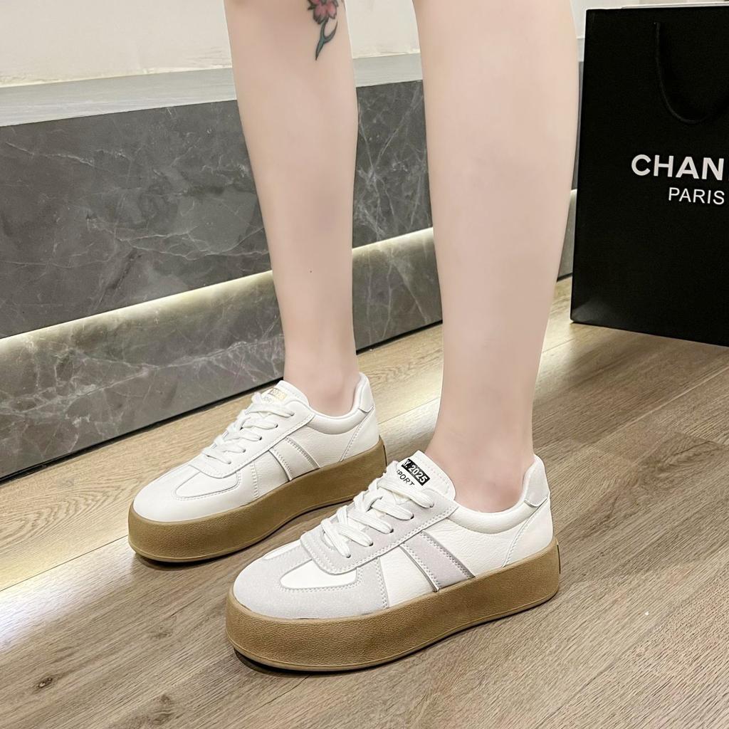Little white shoes women's first layer cowhide 2025 new popular German training shoes spring and autumn versatile inner height increase thick basepl