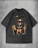 Skull Print Loose Short Sleeve T-Shirt Rock American Diablo Vintage Wash