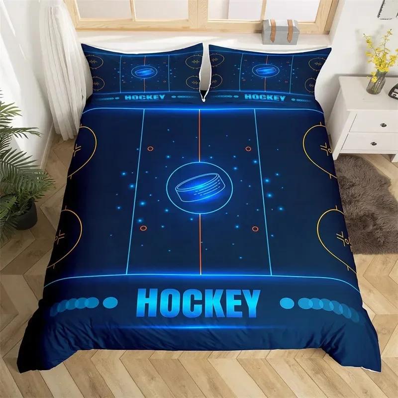 Ice Hockey Duvet Cover Hockey Comfortable Duvet Quilt Cover Pillowcase Bedding Set Children Bedroom Decoration Home Textile