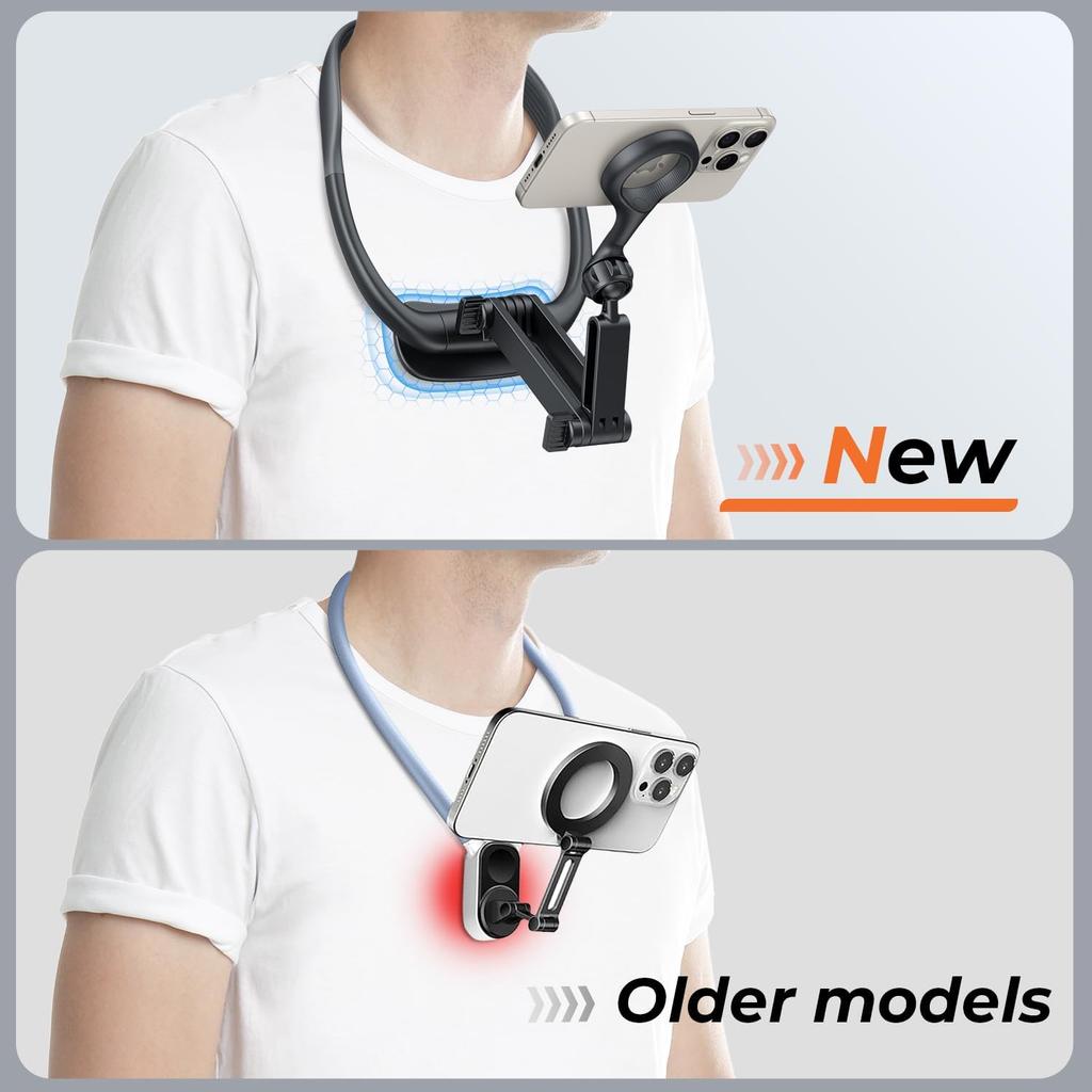Magnetic Neck Phone Holder, Neck Mount for Phone, Hand Free Phone Neck Holder Chest Stand POV/Vlog Video Recording & Filming, Neck Tripod for iPhone