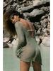 European & American 2025 Summer Knitted Beach Cover-up Dress - Sexy, Hollow-out Vacation Style for Women