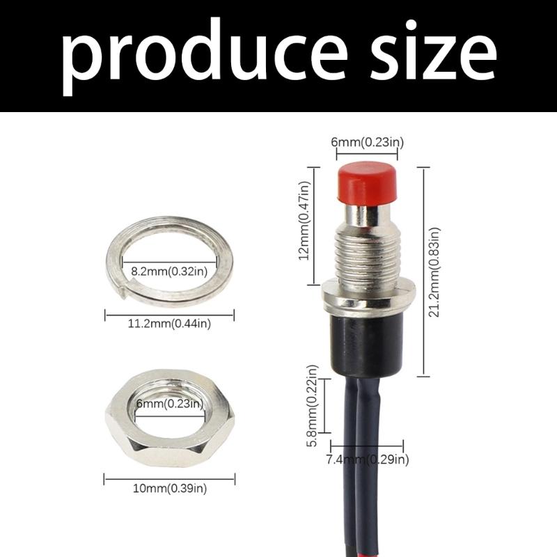 12Pcs Push Button Switches with Prewired Design 7mm Diameter 220V 3A Touch Sensitive for Relays and Industrial Control