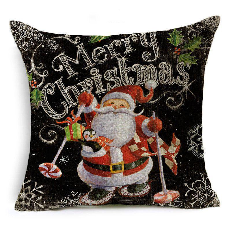 

Linen Christmas Xmas Cushion Cover Throw Pillow Case Home Decor Gift Festive Style3-I