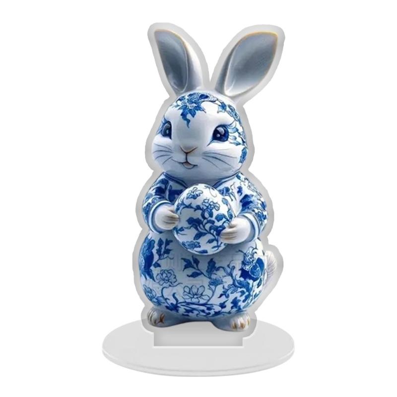 Easters Decorations Easters Eggs Bunnies Figurines Spring Decors Acrylic Rabbit Statue Home Farmhouses Tabletop Decors