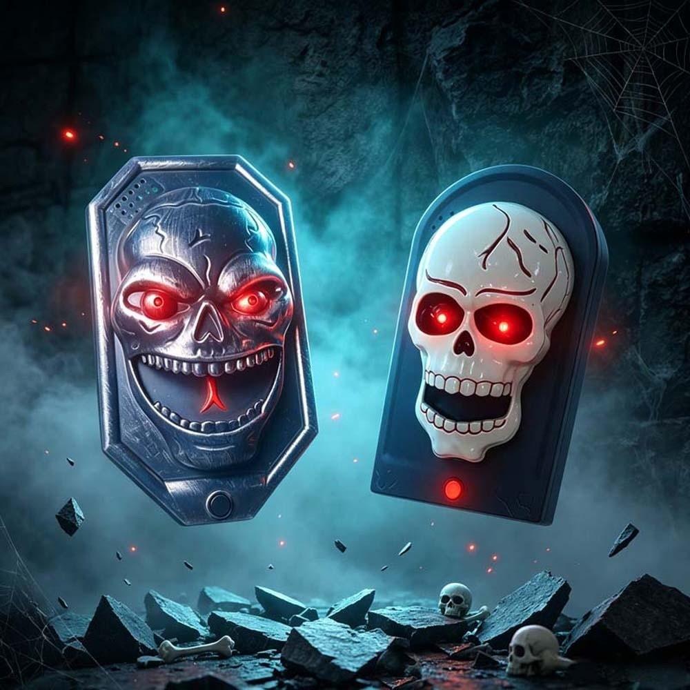 Vocal Animated Skull Doorbell Battery-operated LED Glowing Eyes Talking Ghost Bell Theme Party