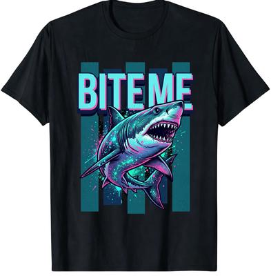 Bite Me Shark T-Shirt, Funny Shark Lover Gift, Retro Ocean Graphic Tee
