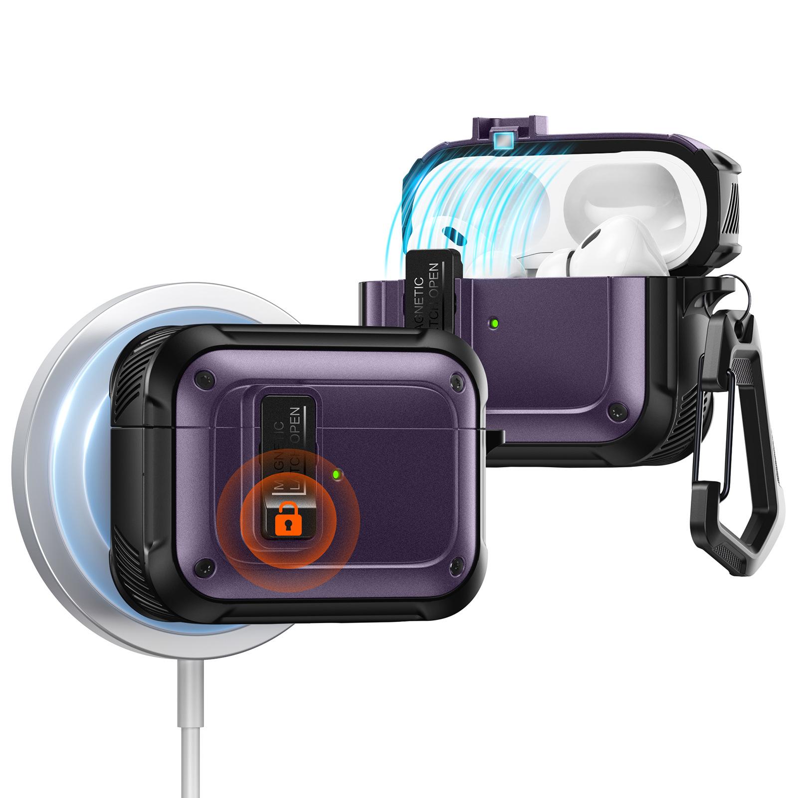 

For Apple AirPods 3 Case Compatible with MagSafe TPU+PC Automatic Open Earphone Cover Purple