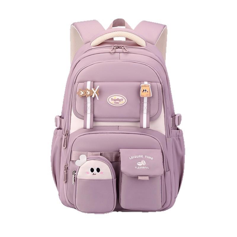 Lightweight High School Girls Schoolbag High Capacity Waterproof Wear-resistant Oxford Primary Junior High School Student Grades 3-9 Teenager Backpack