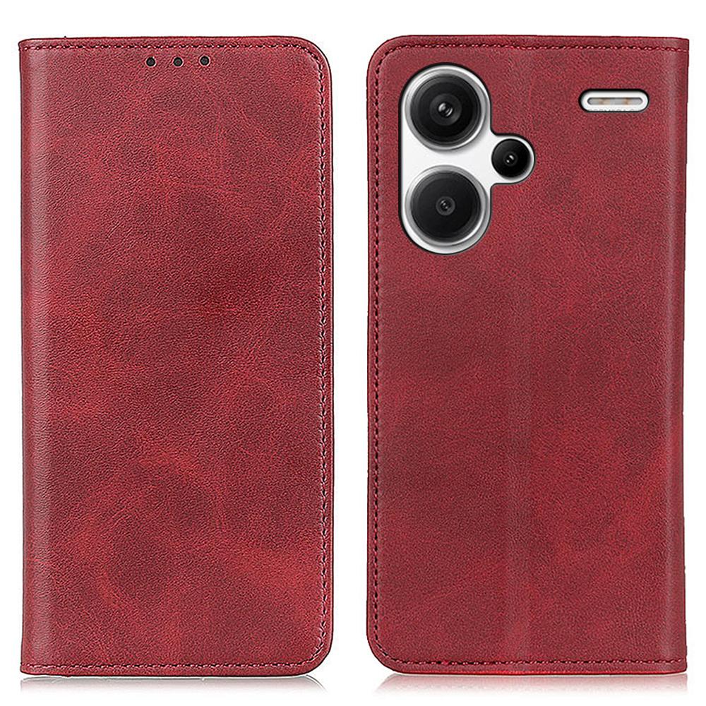 

For Xiaomi Redmi Note 13 Pro+ 5G Cell Phone Cases Split Leather Wallet Cover Red