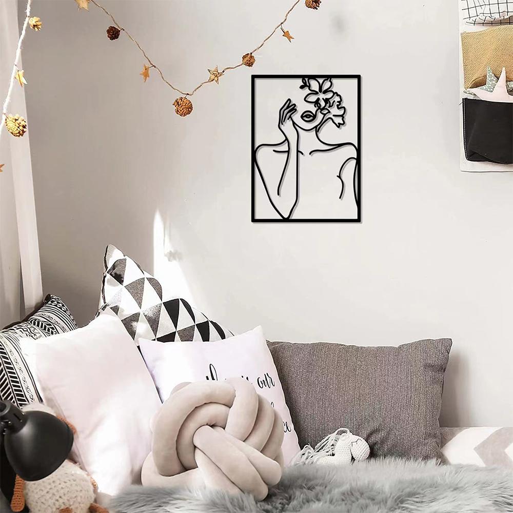 Metal Wall Painting Iron Wall Hanging Decoration Nordic Woman Silhouette Home Decor Macrame Wall Ledges Living Room Decor Gift
