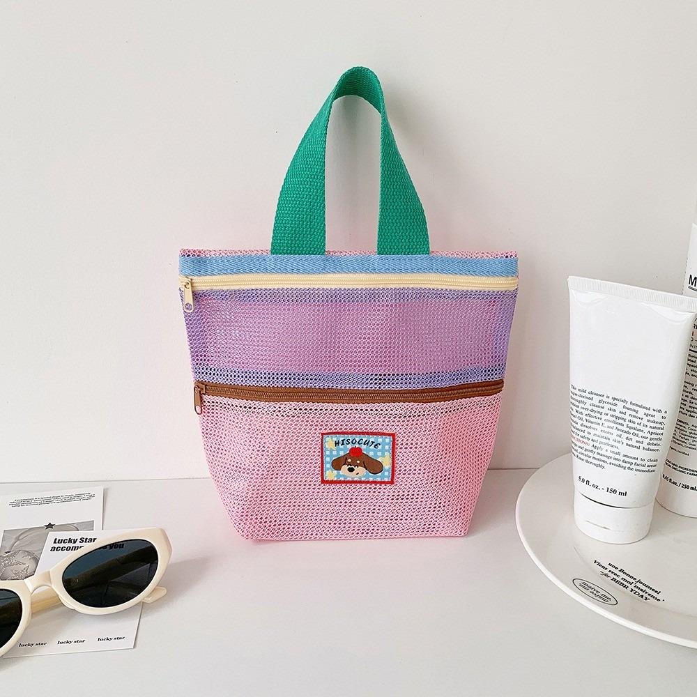 Casual Waterproof Mesh Tote Bag Multi-Pocket Large Capacity Makeup Handbag Multifunctional Lightweight Foldable Toiletry Bag