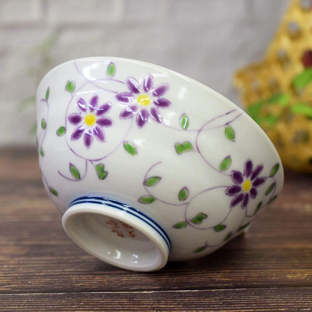 Waza No Kura Stylish Tea Bowl Tableware Kutani Ware Rice Bowl Flower Arabesque Pattern Ceramic Tea Bowl Brand Japanese Tableware Made In Japan