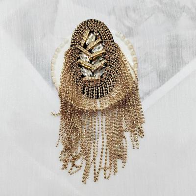 Shoulder Tassels Epaulet Beaded Tassels Chain Rhinestones DIY Clothing Accessories Men Women Shoulder Board Badge Brooch for Hat