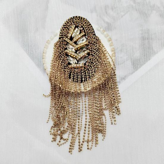 Clothes Decoration High Gloss Stylish Beaded Tassels Chain Female Male Shoulder Epaulet Brooch Board