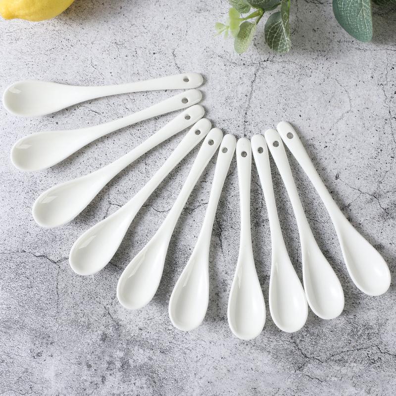 5 ks Porcelánové lžičky Mini Kuchyňské Keramické Čajové Kávové Cukrové Dezertní Lžičky Čistě Bílé Příbory