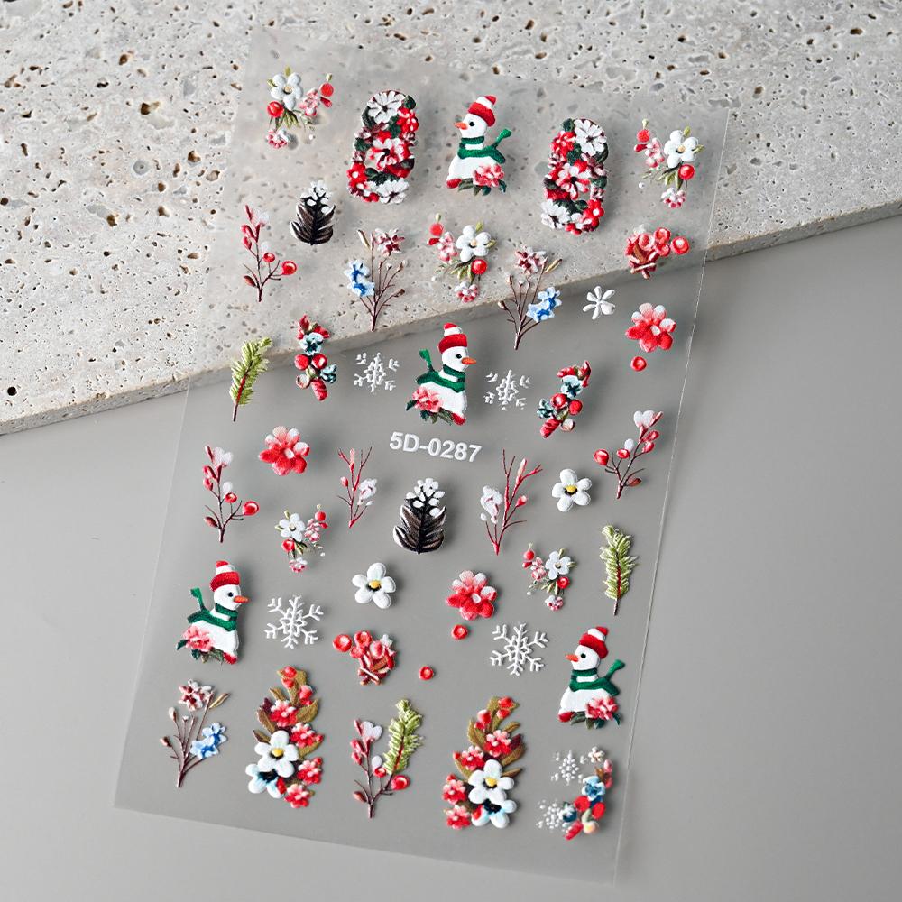 

1 шт. 3D-наклейки с цветами для ногтей, весенние цветочные листья, самоклеящиеся слайдеры, наклейки для художественного маникюра для украшения 5D-0287
