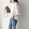 Frühling Herbst Damen Rundhals Fünf-Viertel-Ärmel Gestrickte Sommer Aushöhlen Spitze Atmungsaktive Damen T-Shirts Damen