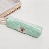 Floral Pattern Quilted Pencil Bags Bow Design Pen Cases Kawaii Pencil Pouches  School Use