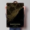 Barcelona Stadtplan Gold Poster Personalisierte Wandkunst Vintage Metallschilder Retro Blechschild für Man Cave Dekoration Wohnkultur